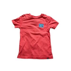 Quiksilver‎ Boys Red Graphic T-Shirt Size 7 Surf Logo Cotton Blend